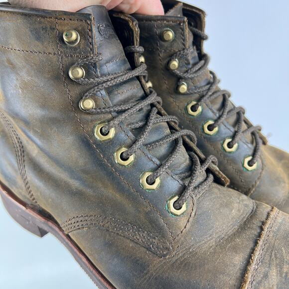 Chippewa LLBean Katahdin Iron Works Engineer cap boots mens 9.5 D brown leather - Picture 10 of 12